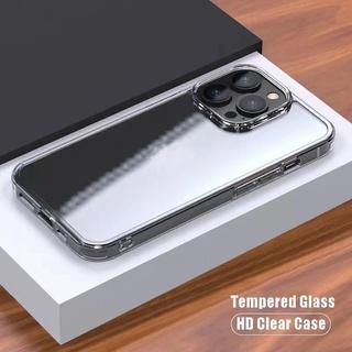 Ốp điện thoại kính cường lực cứng trong suốt sang trọng cho iphone 14 PRO MAX 13 12 11 pro xs max 13 mini x xr 7 8 plus se2