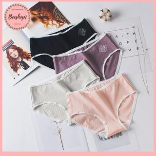 [CÓ SIZE XL] Quần lót cotton gân viền ren phong các Nhật Bản sexy quyến rũ thấm hút mồ hôi tốt QC49