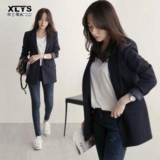 Áo khoác blazer XINLANYASHE mỏng nhẹ màu trơn tay dài kiểu Hàn Quốc cho nữ áo khoác