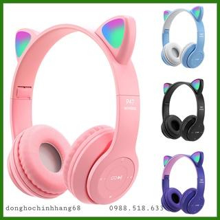 Tai Nghe Mèo Bluetooth P47M PKH470 Chụp Tai, Tai Mèo Dễ Thương Có Mic, Âm Bass Mạnh Mẽ Bảo Hành 12 Tháng