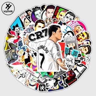 Sticker Ronaldo Messi Neymar Set 50 Hình In Bóng Đá Decal Dán Điện Thoại Laptop Sổ Xe Tường Mũ Bảo Hiểm Bình Nước Vali