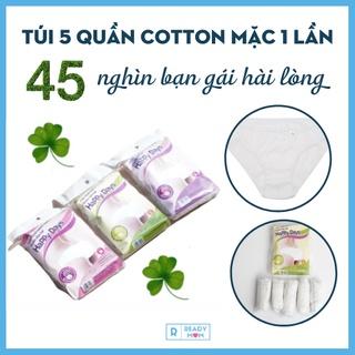 Quần Lót Giấy Cotton |1 Túi 5 chiếc | Dùng 1 Lần | Đáy Quần 2 Lớp | Happy Days | Khi Đi Du Lịch| Mẹ Bầu Đi Sinh | Q11