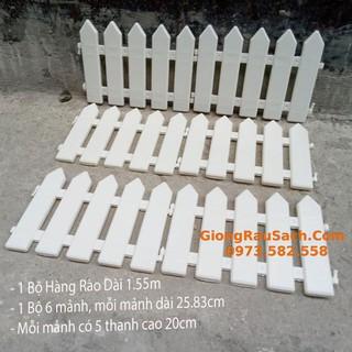 Hàng Rào Nhựa Lắp Ghép Trắng Cao Cấp Trang Trí Cây Thông Noel, Cây Cảnh, Vườn Hoa Cao 20 - 30cm Dài 1.55m Ảnh Chụp Thật