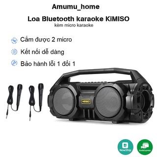 Loa Bluetooth karaoke xách tay Kimiso KM-S1/S2 - 2 Bass Cực Mạnh, Tặng 1 Micro Có Dây Hát Karaoke