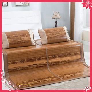 Chiếu trúc tăm vân gỗ in hoa mát lạnh mùa hè màu gỗ - Họa Tiết Ngẫu Nhiên (m6x2m - m8x2m)