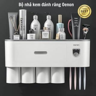 Bộ Nhả Kem Đánh Răng Tự Động Oenen, Kệ Để Đồ Nhà Tắm, Hộp nhựa dùng đựng bàn chải dán tường
