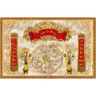 Tranh dán tường bàn thờ SL69 - Tranh dán phòng thờ gia tiên - Tranh cuốn thư câu đối