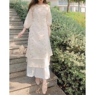 Set áo dài cách tân hoa nổi 3D dáng dài - Sienna Dress