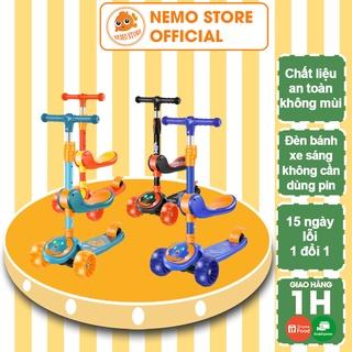 [Mã SKAMLSC1440 giảm 10% đơn 100K] Xe scooter cho bé trượt chòi chân 3 bánh phát sáng gấp gọn có ghế ngồi SC084