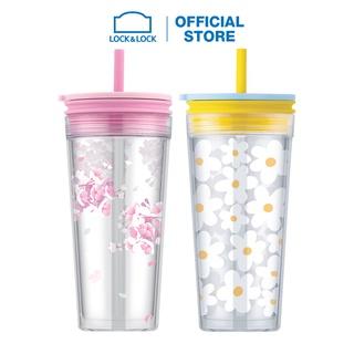 Ly nhựa 2 lớp có ống hút Lock&Lock Bucket cold cup 580ml - 2 màu - HAP520