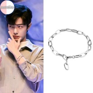 Vòng tay mắt xích chất liệu thép không gỉ phong cách unisex thời trang Hàn Quốc thích hợp cho các cặp đôi