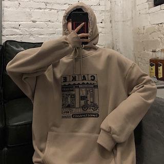 Áo hoodie nữ form rộng CAKE Store màu nâu, màu đen chất nỉ bông dày giá thời trang quảng châu unisex Ulzzang