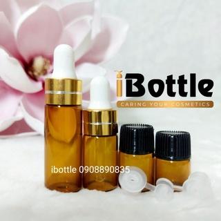 Chai lọ sang chiết mỹ phẩm - Chai thủy tinh nâu mỏng 1ml,2ml,3ml,5ml (giá 10 chai)