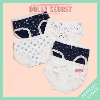 Quần Lót Cotton Nữ DOLLY SECRET Viền Ren Y Tế Học Sinh Cao Cấp Họa Tiết Màu Trắng Vải Kháng Khuẩn Mềm Mại QL050