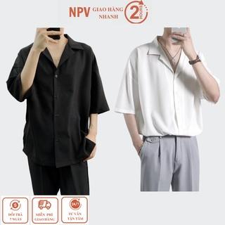 Áo sơ mi tay ngắn nam nữ NPV form rộng sơ mi cổ vest unisex tay lỡ, chất vải lụa mịn chống nhăn