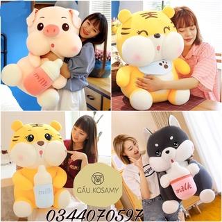 Gấu Bông Heo Ôm Bình Sữa, Hổ bình sữa,Hổ yếm,Chó husky bình sữa, Hàng Nhập Khẩu Siêu Xinh,Siêu Hot