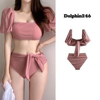 Bikini 2 hai mảnh đồ đi biển kín đáo Bánh Bèo Tay Bồng Hot Hit  Ulzzang 2022 2542 k1T3-1