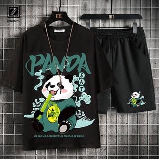 Bộ Đồ Nam Mùa Hè Thể Thao Unisex Quần Short Áo Thun Họa Tiết Gấu Trúc In Chữ PANDA Ulzzang Zenkonu QA NAM 1000092V1