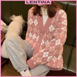 Áo khoác len dáng dài rộng nữ - Áo cardigan nữ  họa tiết kẻ caro dài tay dày dặn trẻ trung phong cách Hàn Quốc