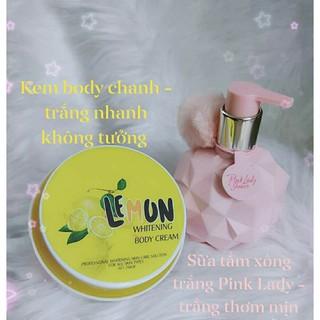 [CHÍNH HÃNG 💯%] COMBO DƯỠNG TRẮNG KEM BODY LEMON CHANH & SỮA TẮM XÔNG TRẮNG PINK LADY HƯƠNG NƯỚC HOA