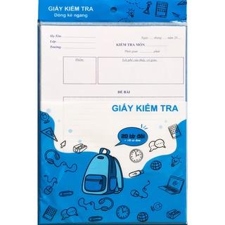 Giấy kiểm tra cấp 2 (20 tờ đôi + 10 tờ đơn dòng kẻ ngang) - vỏ xanh