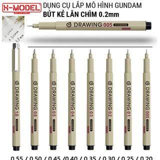 Bút kẻ lằn chìm tô màu mô hình Gundam Bandai, dụng cụ kẻ lằn đồ chơi Gundam Nét 0.2mm (LT005)