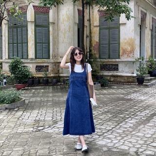 [ORDER 5-7 ngày] Váy yếm Jeans dáng dài chữ A phong cách ulzzang | Osaa Daily (ảnh thật shop chụp)