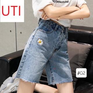 [ VIDEO CHẤT PHÁT!!] QUẦN JEAN NGỐ LỬNG NỮ CAO CẤP UTI LƯNG CAO MÀU XANH NHẠT IN HOA CÚC TÚI PHẢI CỰC ĐẸP-NLL12307