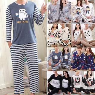 Set Đồ Ngủ Áo Tay Dài + Quần Dài Hoạ Tiết Chữ In Cho Nam Và Nữ