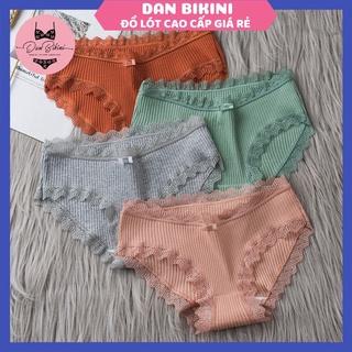 Quần Lót Nữ Cotton viền ren gân tăm kháng khuẩn hoạ tiết viền ren sexy điệu đà dan bikini Mẫu 1735