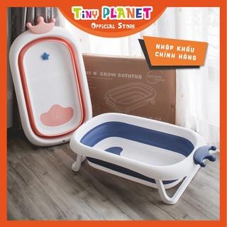 Chậu tắm gập gọn size lớn Tiny Tots cho bé (combo kèm phao)