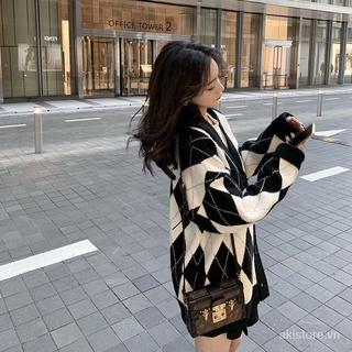 Áo cardigan Áo Khoác Len Dệt Kim Kẻ Sọc Phong Cách Hàn Quốc 2021 3JEZ