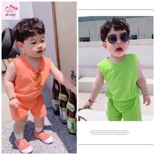 Bộ 3 lỗ minky cho bé [Giá sốc] bộ sát nách bé trai có size lớn áo minky mom ba lỗ chất cotton lạnh mát mùa hè