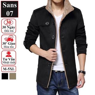 Áo khoác dạ nam dáng ngắn Sans07 lót lông manto hàn quốc blazer trần bông