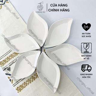 Bộ đĩa lá 6 dĩa sứ xoài phong cách châu âu - Set bát đĩa hoa đẹp thắp hương cúng gia tiên