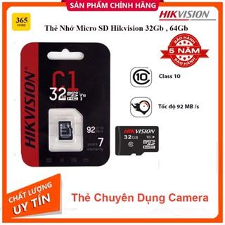 Thẻ Nhớ Micro SD Hikvision 32Gb , 64gb Class 10 , Tốc độ 92 Mb/s  Hàng Chính hãng - Bảo hành 5 Năm