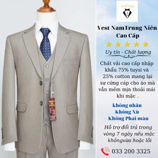 Bộ Vest Nam Trung Niên , Vest Trung Tuổi Đẹp Gồm 1 Bộ Kèm Với Áo Gile Cùng Màu Cao Cấp
