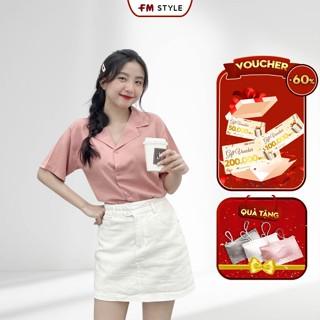 Áo sơ mi nữ tay ngắn FMSTYLE chất lụa cao cấp, sơ mi cổ vest công sở hiện đại tôn da dễ phối đồ 206210006