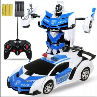 Đồ chơi bé trai 4 5 6 tuổi Xe ô tô cảnh sát điều khiển từ xa rc biến hình thành Robot