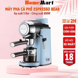 Máy pha cà phê Espresso Bear, máy pha cafe espresso tự động, công suất 800W vòi hơi áp suất 5Bar –Hàng chính hãng BH 18T