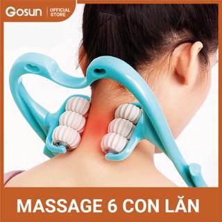 Dụng Cụ Massage Cổ Vai  Cầm Tay 6 Con Lăn, Mát Xa Cổ Vai Gáy, Chất Liệu Nhựa Nguyên Sinh An Toàn Siêu Bền
