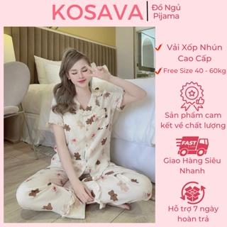 Đồ bộ pijama nữ mặc nhà bộ đồ ngủ latin thiết kế tay ngắn quần dài dễ thương KOSAVA