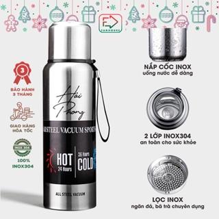 Bình giữ nhiệt 24h Fan House bình nước cao cấp nắp tách thành cốc toàn bộ bằng inox 304, bình nước khắc tên made in usa