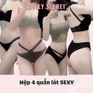 Hộp 4 quần lót cotton nữ nhiều kiểu dáng sexy chữ X lọt khe, quần lót chữ Y DOLLY SECRET H04