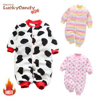 Áo liền quần LUCKYCANDY tay dài vải dày thiết kế đáng yêu dành cho bé trai và bé gái