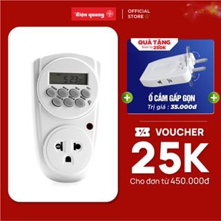 Ổ cắm hẹn giờ Điện Quang ĐQ ESK DT08 W 13 (Điều chỉnh điện tử, 1 lỗ - 3 chấu, trắng)