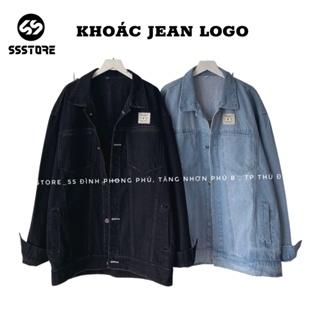 Áo Khoác jeans viền chỉ màu đen form rộng unisex nam nữ ( Sẵn)