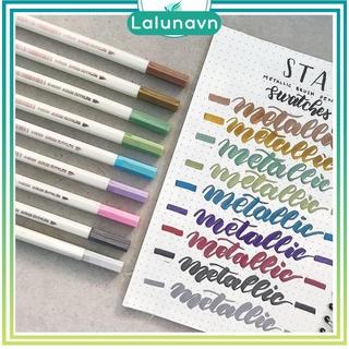 Bút lông mềm cây lẻ 10 màu sắc đầu Brush có nhũ STA Metallic Marker Pen Drawing - A13